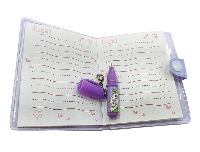 Cute Mini Unicorn Design Pocket Diary with Pen for Kids (Random Colour)
