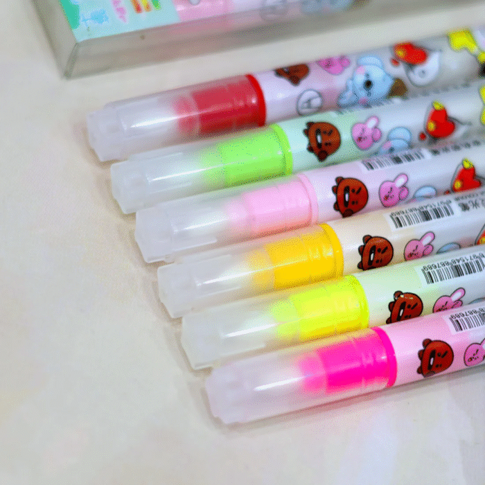 Kawaii Double-headed Highlighter Set of 6 Pcs