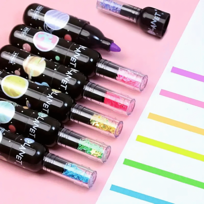 Space Theme Bottle Shape Highlighters Set Of 6