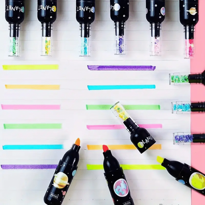 Space Theme Bottle Shape Highlighters Set Of 6