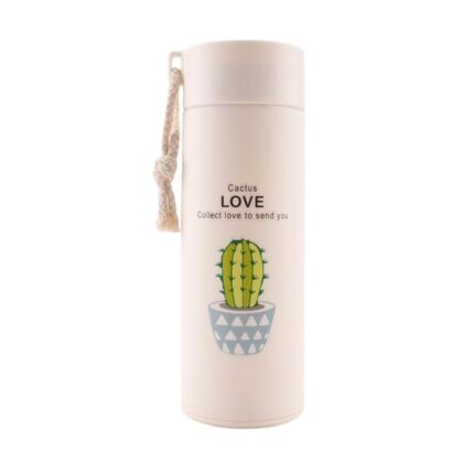 Cactus love Print Glass Water Bottle with Foodgrade Silicone Plastic