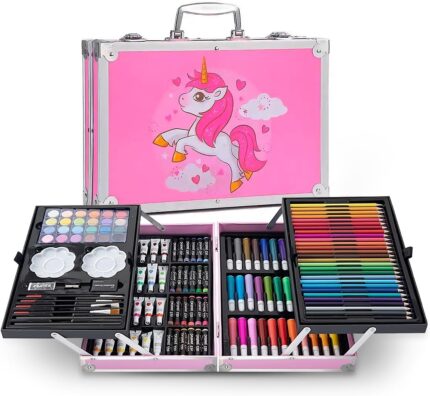 Unicorn Drawing Kit (145pc) - Markers, Crayons, H&B Pencils, Case