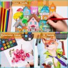 Unicorn Drawing Kit (145pc) - Markers, Crayons, H&B Pencils, Case