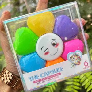 Sunflower Shape Mini Highlighters –Cute Assorted Color Markers for Kids (Set of 6)