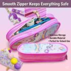 Dancing Unicorn pouch with highlighter & keychain , stickers