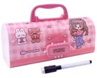 Girly Pink Pencil Box with Code Lock – Large Capacity Multi-Layer Pen Case with Secret Compartment