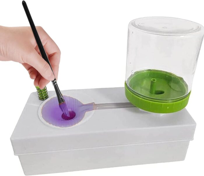Paint Brush Cleaner Rinser with Drain & Water Recycling | Paintbrush Scrubber for Watercolor, Oil & Water-Based Brushes | Painting Water Dispenser & Washer