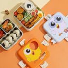 Kids 3-Compartment Stainless Steel Lunch Box with Chicken Cartoon Design & Spoon – Leakproof, BPA-Free