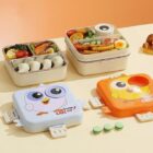 Kids 3-Compartment Stainless Steel Lunch Box with Chicken Cartoon Design & Spoon – Leakproof, BPA-Free
