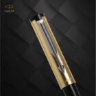 Parker Beta Premium Fountain Pen Refillable Chrome Trim Gold with Free Ink Cartridge (1 Count Ink – Blue)