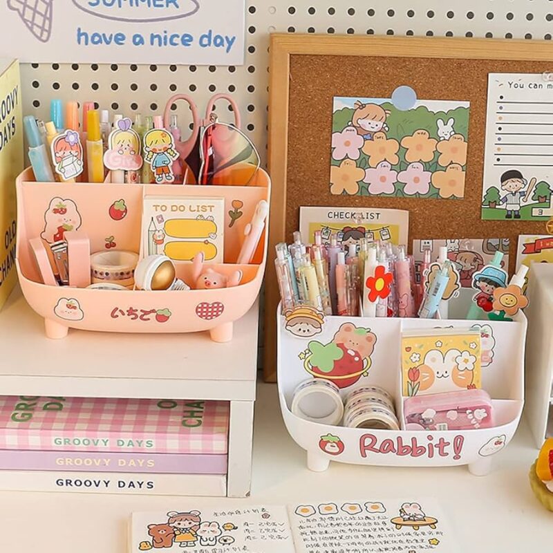 cute kawaii desk organizer in pastel pink from Stationery Spot