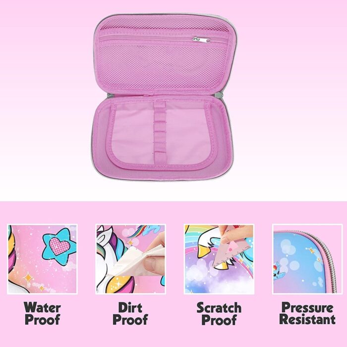 Dream Unicorn Pink Jumbo Pencil Case for Girls – Multipurpose 3D Hardtop Pouch