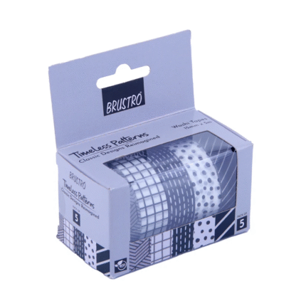 Brustro Timeless Patterns Washi Tape Set of 5 – 15mm x 5mtr