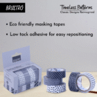 Brustro Timeless Patterns Washi Tape Set of 5 – 15mm x 5mtr