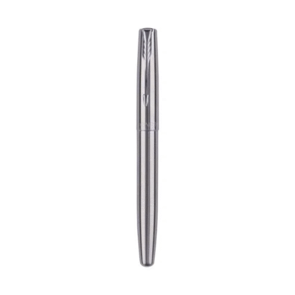 Parker Frontier Stainless Steel Chrom Trim Roller Ball Pen Refillable (Pack of 1, Ink – Blue)