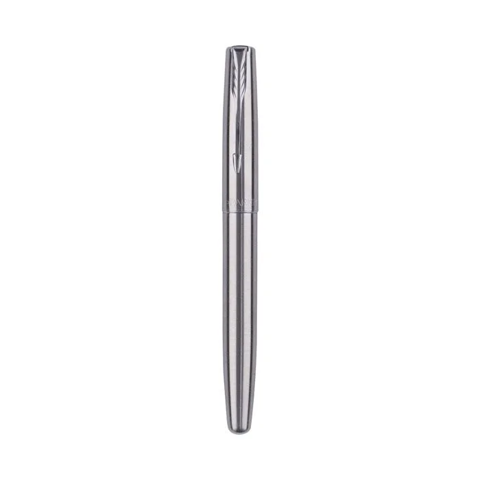 Parker Frontier Stainless Steel Chrom Trim Roller Ball Pen Refillable (Pack of 1, Ink – Blue)