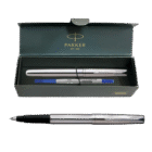 Parker Frontier Stainless Steel Chrom Trim Roller Ball Pen Refillable (Pack of 1, Ink – Blue)