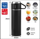 Stainless Steel Vacuum Thermal Flask Set – 500ml Hot & Cold 12-hour Insulation (Pack of 1)