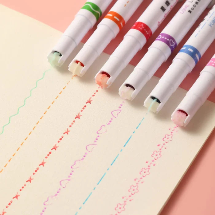 6-in-1 Designer Pattern Roller Linear Color Pen-
