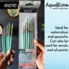 BRUSTRO AquaBloom Artist’s Paint Brushes | Round | Set of 6 – Sizes (0, 2, 4, 6, 8, 10)