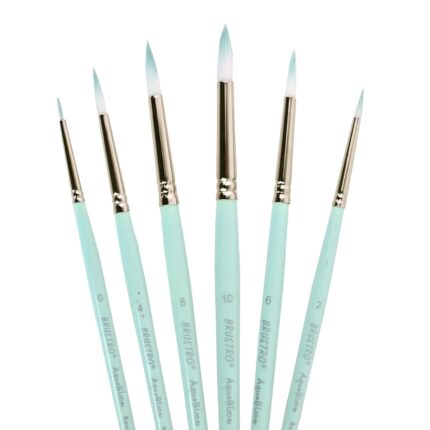BRUSTRO AquaBloom Artist’s Paint Brushes | Round | Set of 6 – Sizes (0, 2, 4, 6, 8, 10)