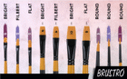 BRUSTRO Artists Gold Taklon Brushes Set of 8