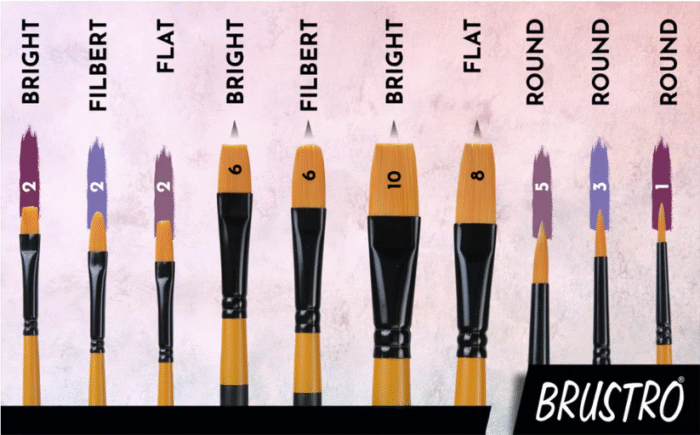 BRUSTRO Artists Gold Taklon Brushes Set of 8