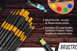 BRUSTRO Artists Gold Taklon Brushes Set of 8