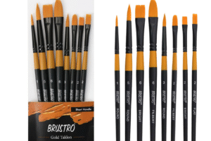 BRUSTRO Artists Gold Taklon Brushes Set of 8