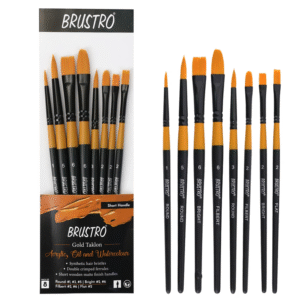 BRUSTRO Artists Gold Taklon Brushes Set of 8