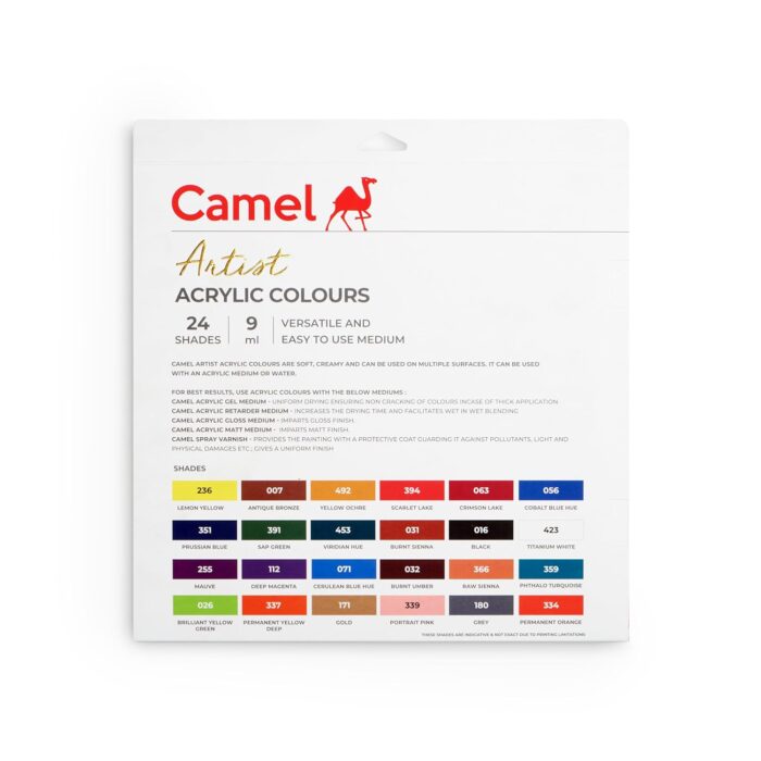 Camel Artist Acrylic Colour Set 24 x 9ml