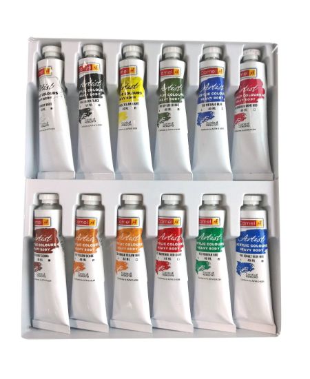 Camel Heavy Body Acrylic Colors, 12x40ml