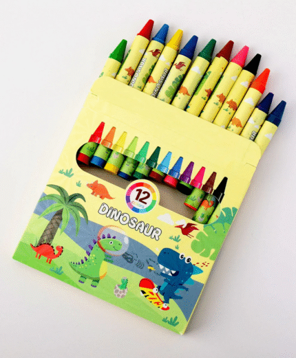 Dinosaur Theme Wax Crayons Set for Kids – 12 Shades (Multicolor)