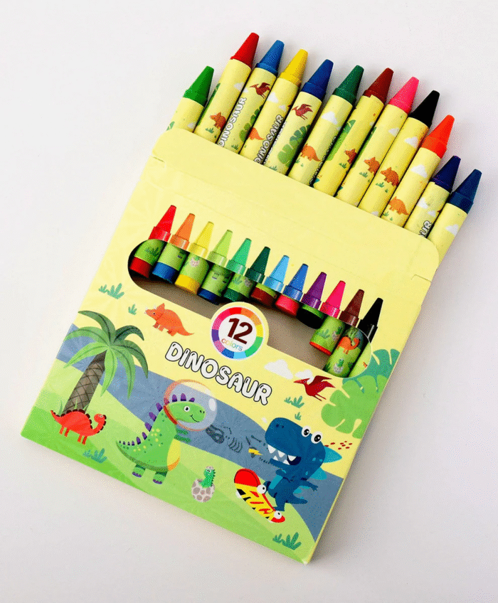 Dinosaur Theme Wax Crayons Set for Kids – 12 Shades (Multicolor)