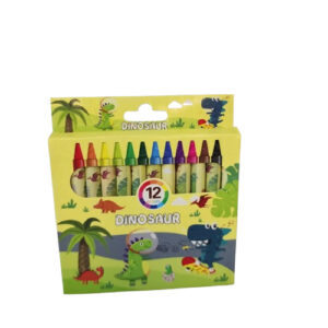Dinosaur Theme Wax Crayons Set for Kids – 12 Shades (Multicolor)