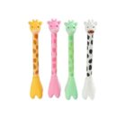 pink giraffe-shaped gel pen for kids with blue ink – cute animal design ideal for return gifts and school stationery.