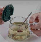 Golden Crown Shape Mug Tea-Coffee Mug Glass Cup with Handle, Stainless Steel Spoon