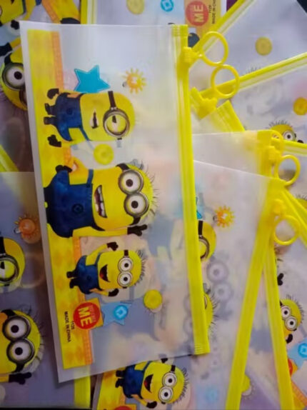 Minions Design Kids Transparent Pencil Pouch for Birthday Return Gifts set of 12