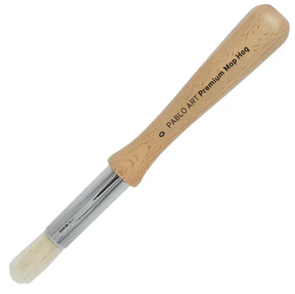 Pablo Art Artists Mop Hog Brush Size 0 – Premium Hog Bristle Brush for Watercolors, Oils & Mixed Media