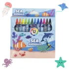 Sea Animals Theme Wax Crayons Set for Kids – 12 Shades (Multicolor)