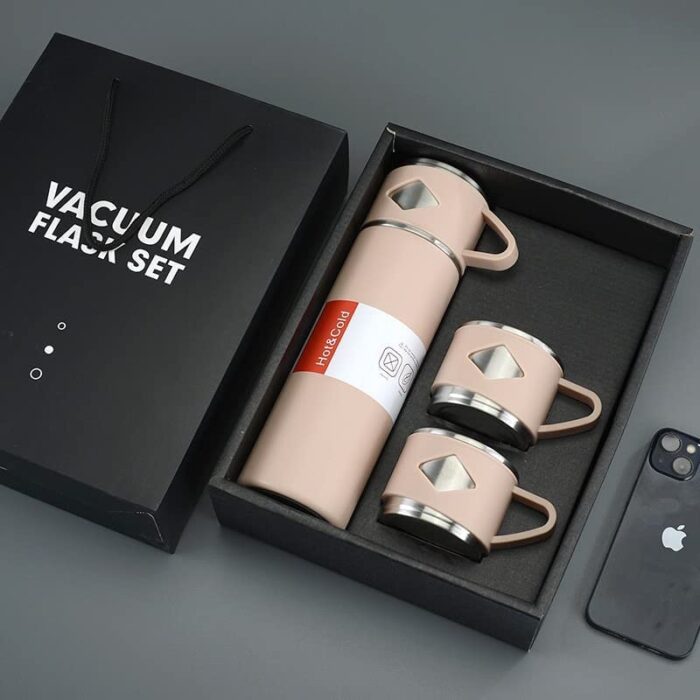 Stainless Steel Vacuum Thermal Flask Set – 500ml Hot & Cold 12-hour Insulation (Pack of 1)
