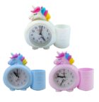 Trendy Unicorn Style Alarm Clock with Pen Holder for Kids