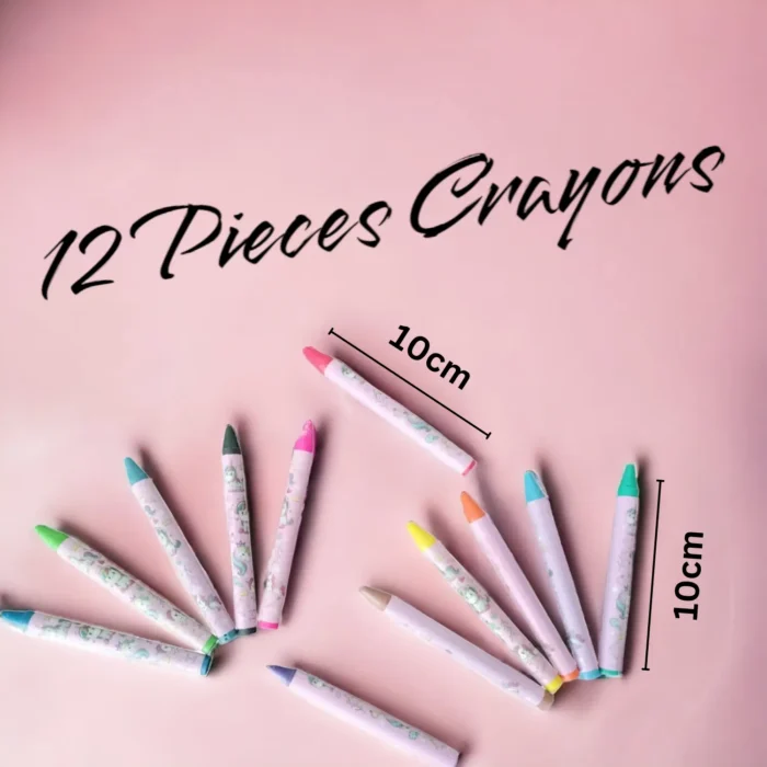 Unicorn Theme Wax Crayons Set for Kids – 12 Shades (Multicolor)