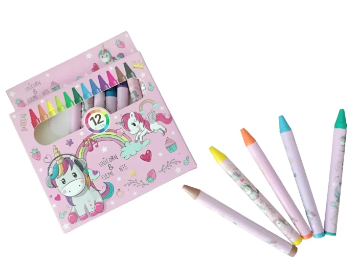 Unicorn Theme Wax Crayons Set for Kids – 12 Shades (Multicolor)