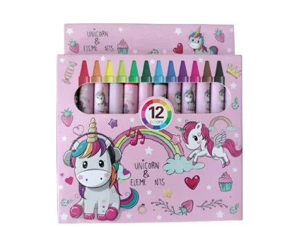 Unicorn Theme Wax Crayons Set for Kids – 12 Shades (Multicolor)