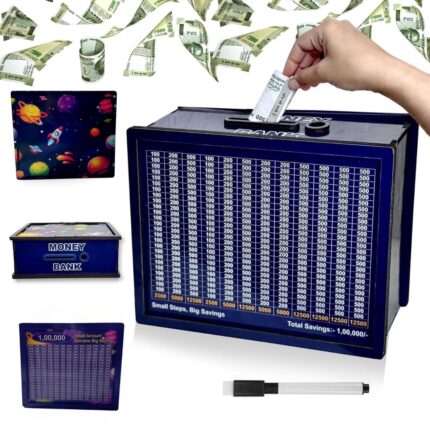 Wooden Piggy Bank Money Box 1,00,000 Goal Tracker