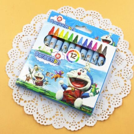 Doremon Theme Wax Crayons Set for Kids – 12 Shades (Multicolor)