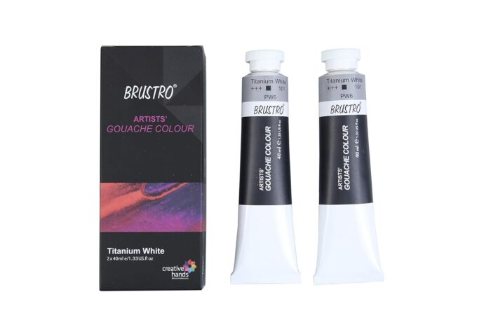 BRUSTRO Artist Gouache Titanium White 40ml (Pack of 2)