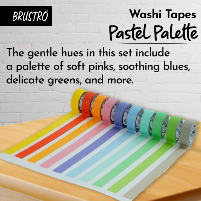 BRUSTRO Washi Masking Tapes Pastel Palette Solids Shade