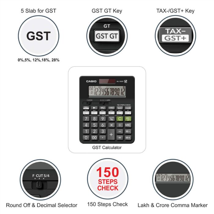Casio MJ-12GST GST Calculator (Black)